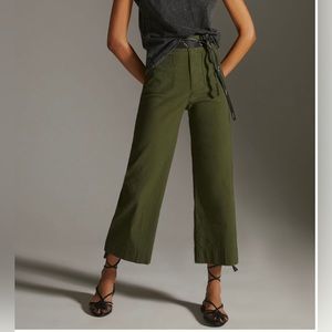NWT Maeve Colette Cropped Wide-leg Pants - Holly green (Anthropologie)